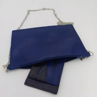Pochette plate et porte-carte bleu électrique assortis Pochettes & Besaces 2
