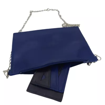 Pochette plate et porte-carte bleu électrique assortis Pochettes & Besaces