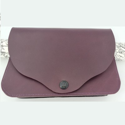 Pochette Plate Cuir couleur Aubergine  Pochettes & Besaces 2