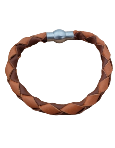 Bracelet cuir tressée large artisanal  Bracelet tressé