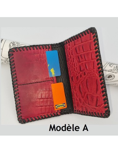 Porte-carte pour papier voiture imitation croco Porte-carte rouge imitation croco Portefeuilles