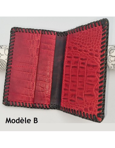 Porte-carte pour papier voiture imitation croco Porte-carte rouge imitation croco Portefeuilles