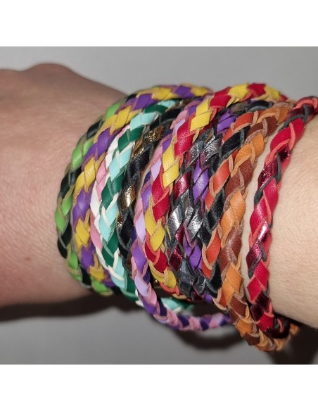 Bracelet tressé rond en cuir Bijou tressé homme ou femme Boutique