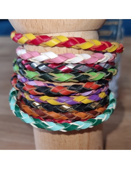 Bracelet tressé rond en cuir Bijou tressé homme ou femme Boutique