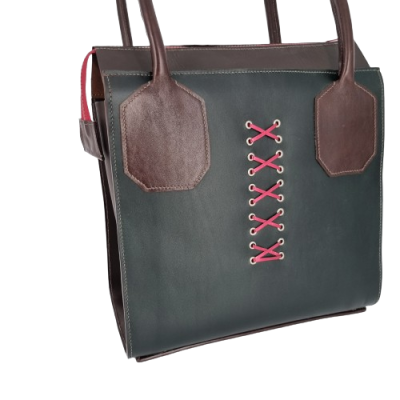 Sac cuir Inspiration Corset vert  Sac à main