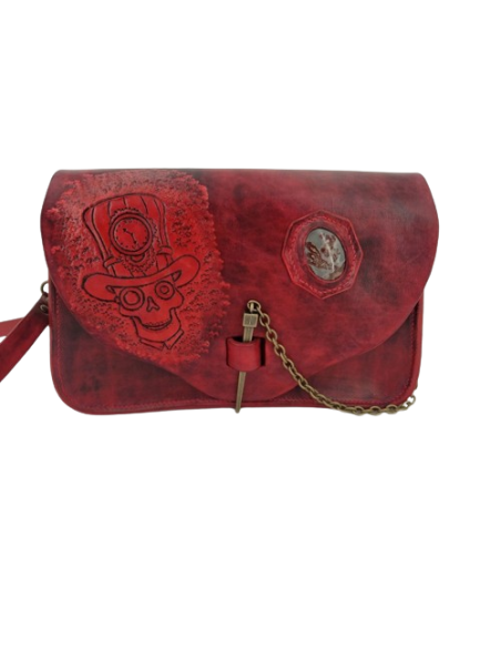 Sac en cuir steampunk Rouge  Sac à main