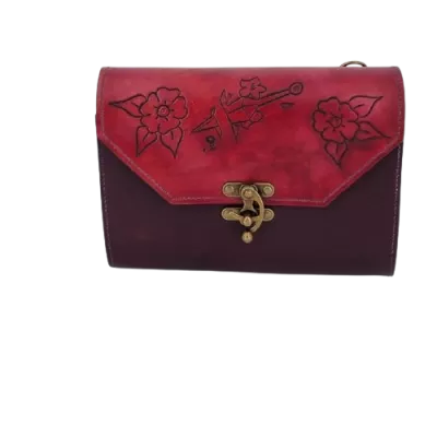 Sac en cuir repoussé Ninja Kunai et fleurs Boutique