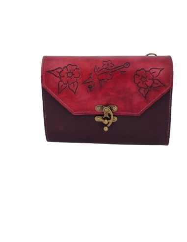 Sac en cuir repoussé Ninja Kunai et fleurs  Boutique