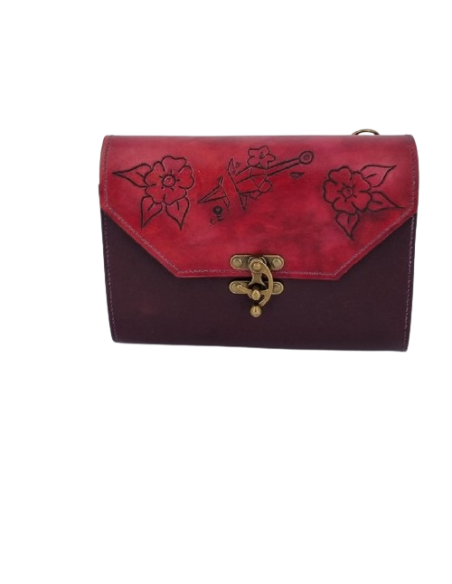 Sac en cuir repoussé Ninja Kunai et fleurs  Boutique