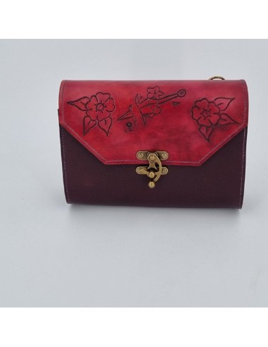 Sac en cuir repoussé Ninja Kunai et fleurs  Boutique