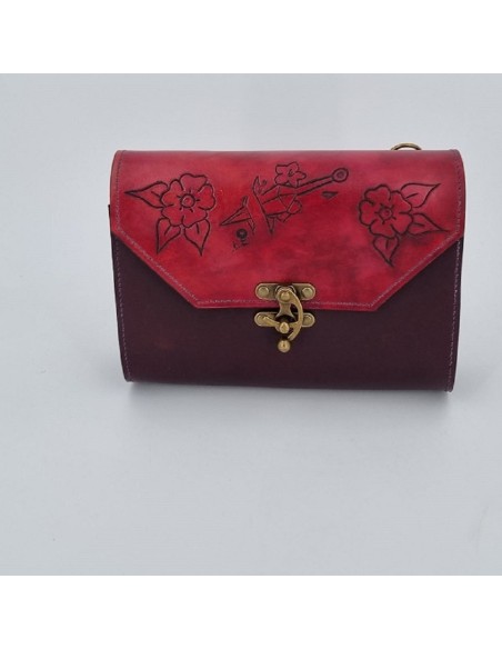 Sac en cuir repoussé Ninja Kunai et fleurs  Boutique