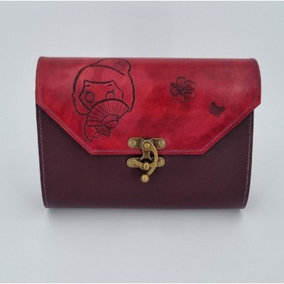 Sac cuir Japonaise et son Eventail violet  Sac à main 2