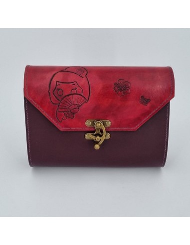 Sac cuir Japonaise et son Eventail violet  Sac à main