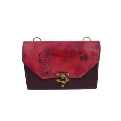 Sac en cuir repoussé kokeshi hibiscus  Boutique