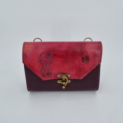 Sac en cuir repoussé kokeshi hibiscus  Boutique 2