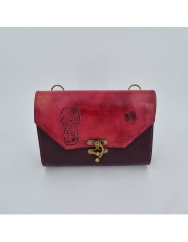 Sac en cuir repoussé kokeshi hibiscus  Boutique