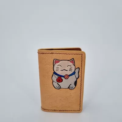 Porte-carte cuir Maneki-Neko Chat chance Porte-cartes 2