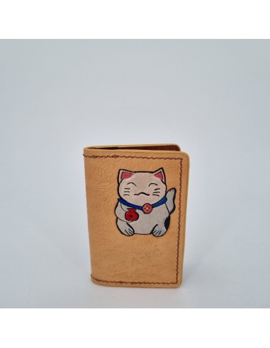 Porte-carte cuir Maneki-Neko Chat chance  Porte-cartes