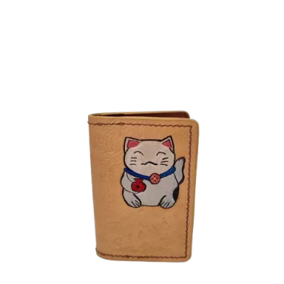Porte-carte cuir Maneki-Neko Chat chance Porte-cartes