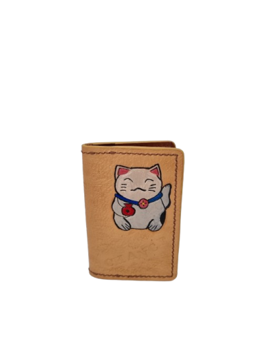 Porte-carte cuir Maneki-Neko Chat chance  Porte-cartes