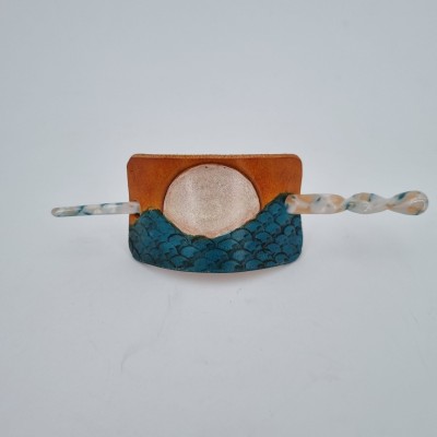 Barrette pour Cheveux en Cuir - Vague d'Hokusai  Boutique 2