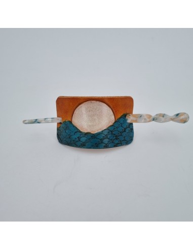 Barrette pour Cheveux en Cuir - Vague d'Hokusai  Boutique