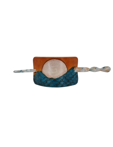 Barrette pour Cheveux en Cuir - Vague d'Hokusai  Boutique