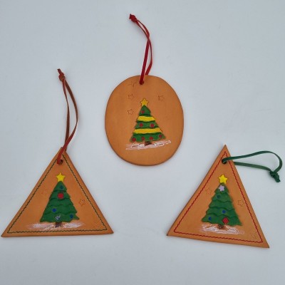 Décorations de Noël en Cuir - Motif Sapin de Noël  Boutique