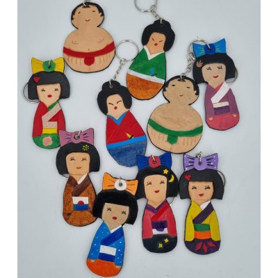 Porte-Clés en Cuir Inspirés des Kokeshi  Boutique