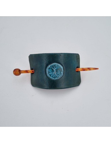 Barrette pour Cheveux en Cuir - Arbre de vie  Boutique