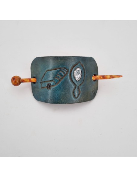 Barrette pour Cheveux en Cuir - Livre Miroir  Boutique