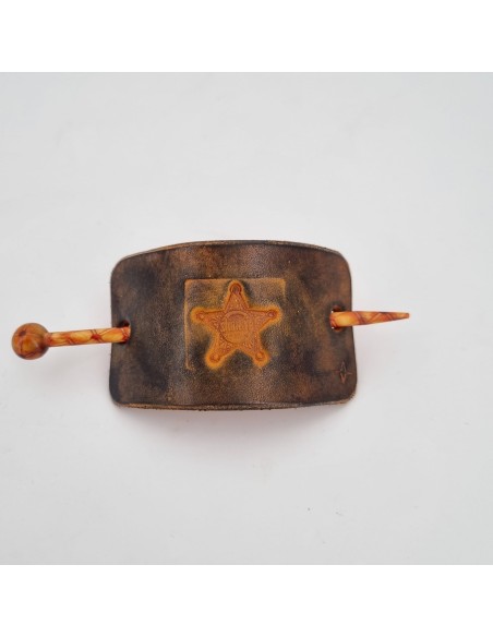 Barrette pour Cheveux en Cuir - Shérif  Boutique