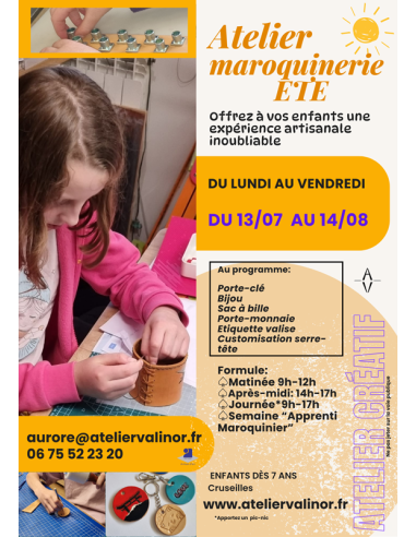 Atelier cuir enfant maroquinerie ETE 2026  Boutique