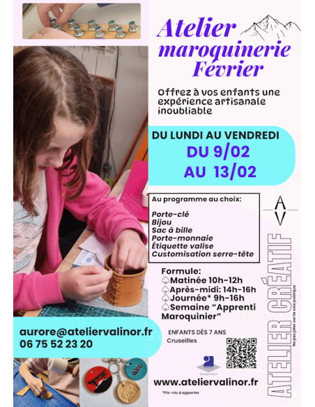 Stage Maroquinerie Enfants Vacances de Février  Boutique
