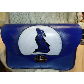 Sac en cuir Bleu Loup Hurlant Sac à main 2