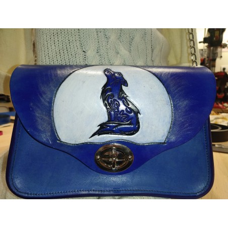 Sac en cuir Bleu Loup Hurlant  Sac à main