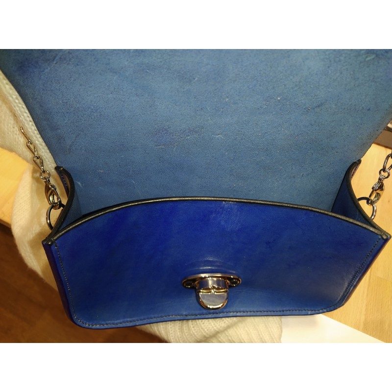 Sac en cuir Bleu Loup Hurlant  Sac à main