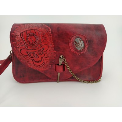 Sac en cuir steampunk Rouge  Sac à main 2