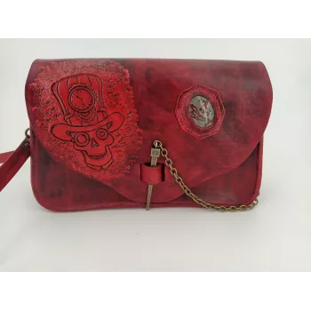 Sac en cuir steampunk Rouge Sac à main 2
