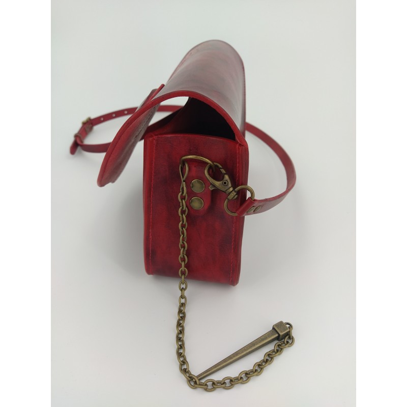 Sac en cuir steampunk Rouge  Sac à main