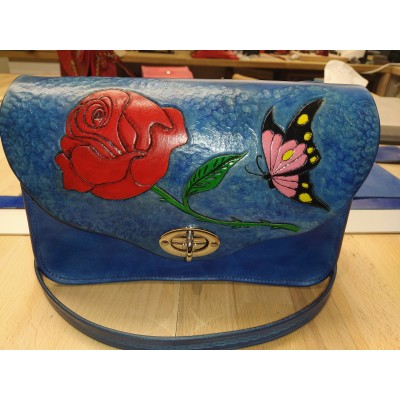 Sac cuir bleu Floral  Sac à main 2