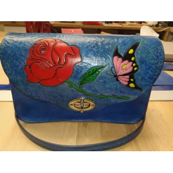 Sac cuir bleu Floral Sac à main 2