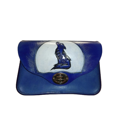 Sac en cuir Bleu Loup Hurlant  Sac à main