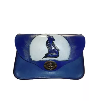 Sac en cuir Bleu Loup Hurlant Sac à main