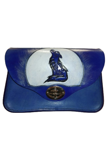 Sac en cuir Bleu Loup Hurlant  Sac à main