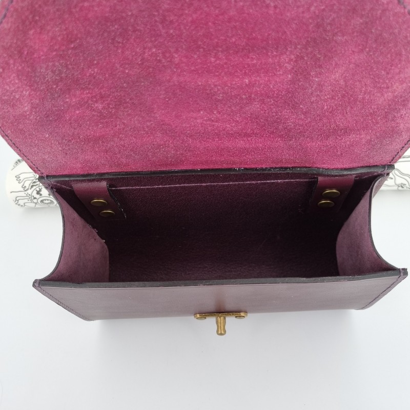 Sac cuir Japonaise et son Eventail violet  Sac à main