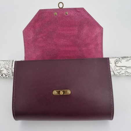 Sac cuir Japonaise et son Eventail violet  Sac à main