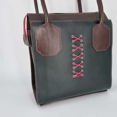 Sac cuir Inspiration Corset vert  Sac à main 2