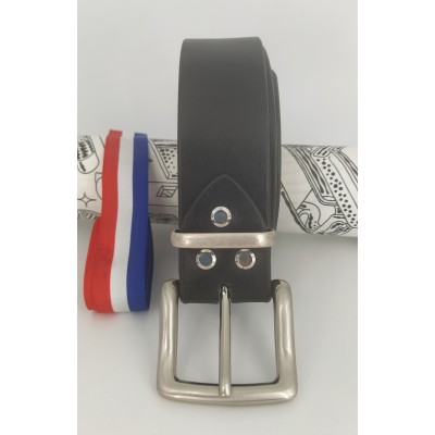Ceinture en cuir noire pour homme 40 mm.