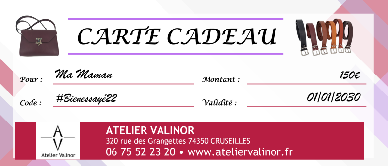 Carte cadeau maroquinerie Annecy Geneve